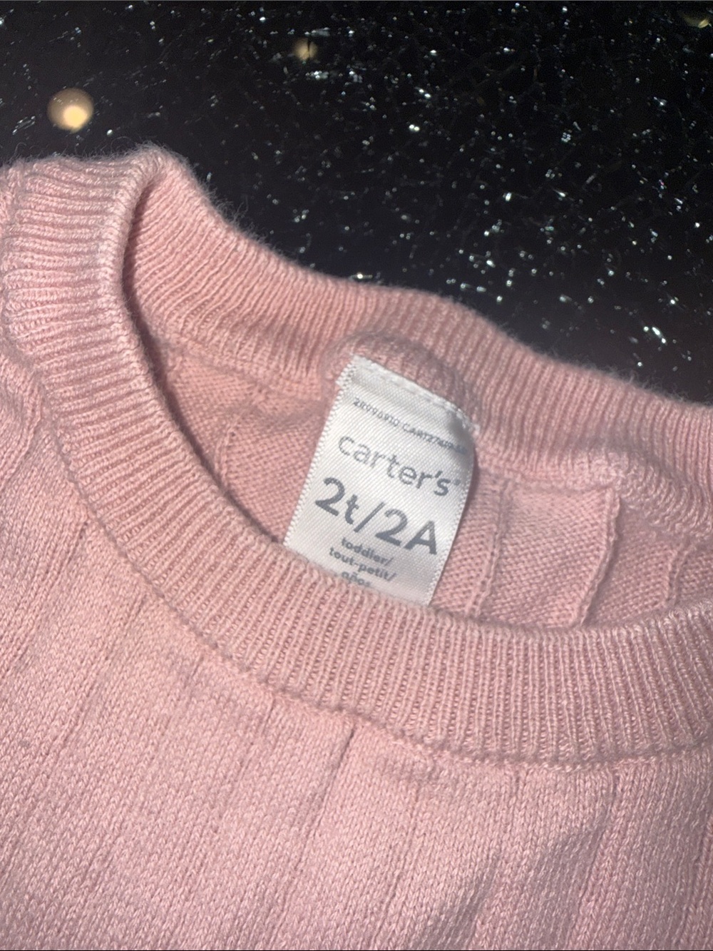 Carter's Dusty Pink Ribbed Crewneck Sweater with Ruffle Sleeves - Picture 2 of 3